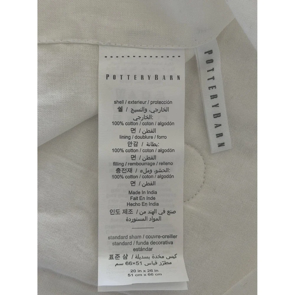 Pottery Barn Candlestick Sham 1 White Embroidered Cotton Standard With Flange
